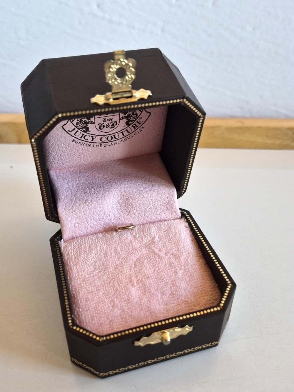 Juicy Couture Brown Exterior Pink Lined Ring Box